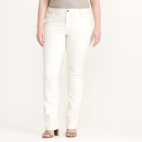 Ralph Lauren Lauren Woman Coated Straight Jean Pearl Powder
