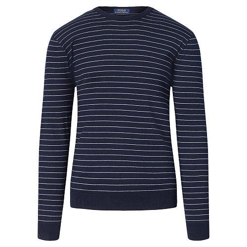 Polo Ralph Lauren Striped Cotton-blend Sweater Navy/cream