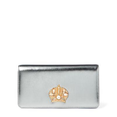Ralph Lauren Metallic Leather Clutch Silver Metallic