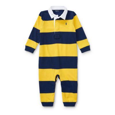 Ralph Lauren Striped Cotton Rugby Coverall Mountain Gold Multi 6m