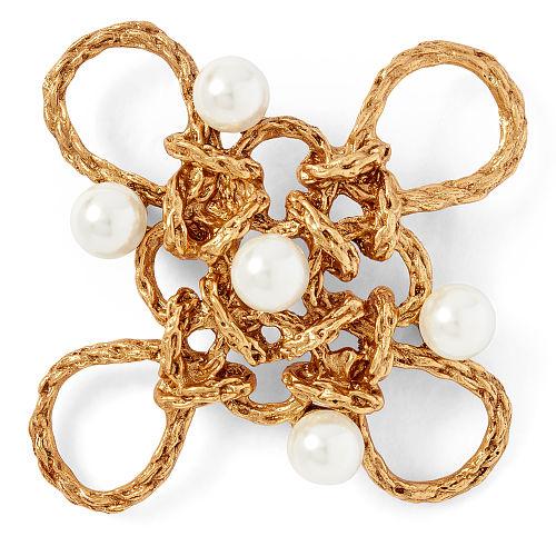 Ralph Lauren Crystal-pearl-brass Brooch