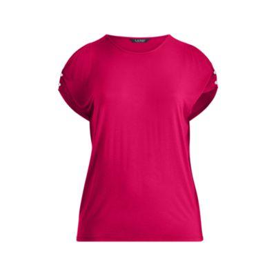 Ralph Lauren Button-shoulder Jersey Top Carmine Red