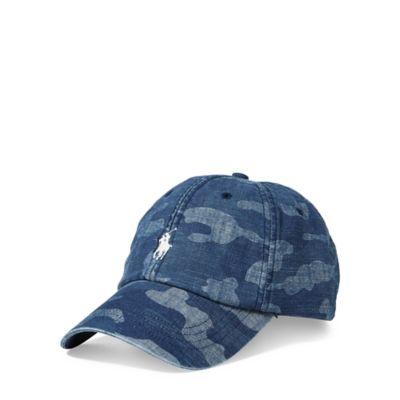 Ralph Lauren Camo Cotton Baseball Cap Indigo Camo