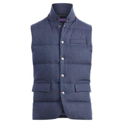 Ralph Lauren Quilted Wool Down Vest Dark French Blue Melange