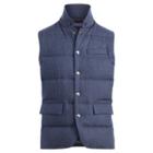 Ralph Lauren Quilted Wool Down Vest Dark French Blue Melange