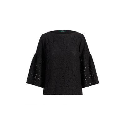 Ralph Lauren Lace Bell-sleeve Top Polo Black