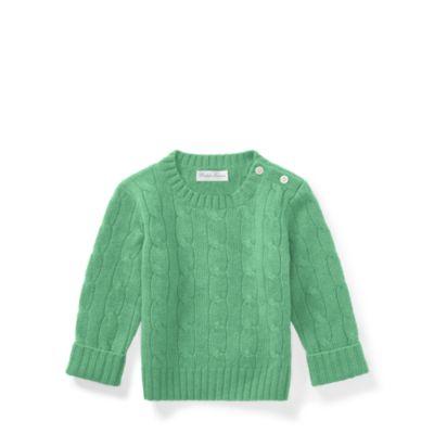 Ralph Lauren Cable-knit Cashmere Sweater Cabana Green Heather 18-24m