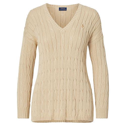 Polo Ralph Lauren Cable-knit Side-slit Sweater Natural