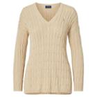 Polo Ralph Lauren Cable-knit Side-slit Sweater Natural