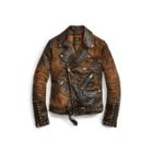 Ralph Lauren Studded Leather Moto Jacket Black