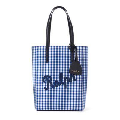 Ralph Lauren Gingham Mini Modern Tote Bag Blue Mu