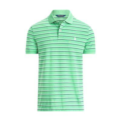 Ralph Lauren Custom Slim Performance Polo Green/white/french Navy