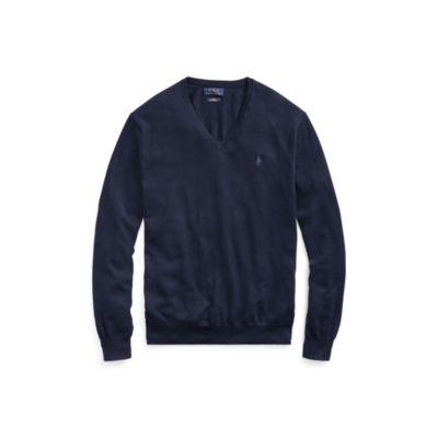 Ralph Lauren Slim Fit Cotton V-neck Sweater Hunter Navy