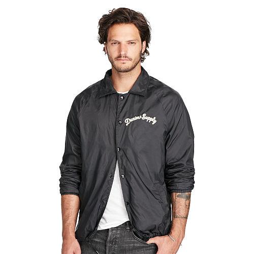 Ralph Lauren Denim & Supply Slim Jersey-lined Windbreaker Polo Black