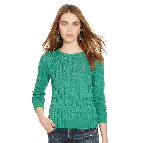 Polo Ralph Lauren Slim Cable Crewneck Sweater Jade