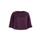 Ralph Lauren Satin Flutter-sleeve Top Dark Mulberry