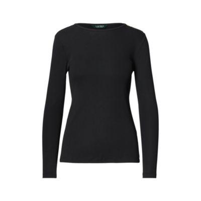 Ralph Lauren Button-shoulder Crewneck Top Black