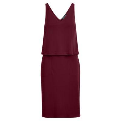 Ralph Lauren Front-overlay Jersey Dress Red Sangria