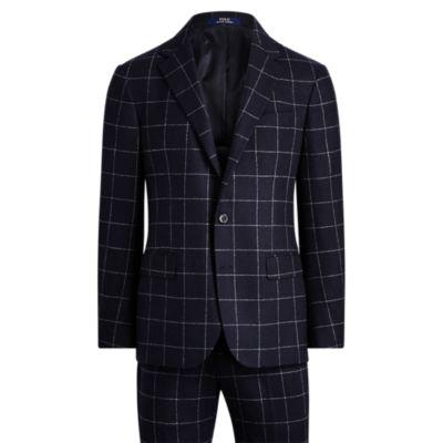 Ralph Lauren Polo Windowpane Wool Suit Navy And White