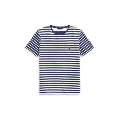 Ralph Lauren Custom Slim Fit Cotton T-shirt Dark Cobalt/white