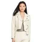 Polo Ralph Lauren Leather Moto Jacket Crescent Cream