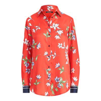 Ralph Lauren Floral-print Twill Shirt Red Multi