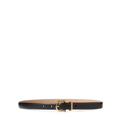 Ralph Lauren Nappa Leather Skinny Belt Black