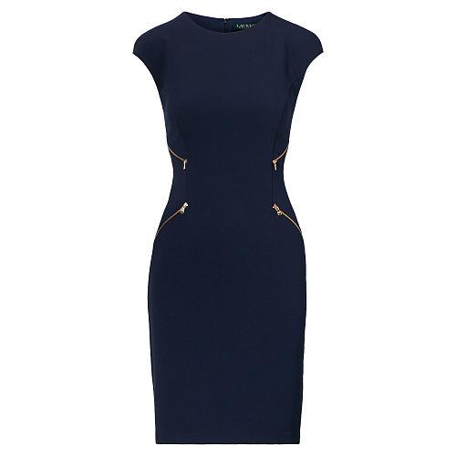 Ralph Lauren Lauren Zip Sheath Dress Lighthouse Navy