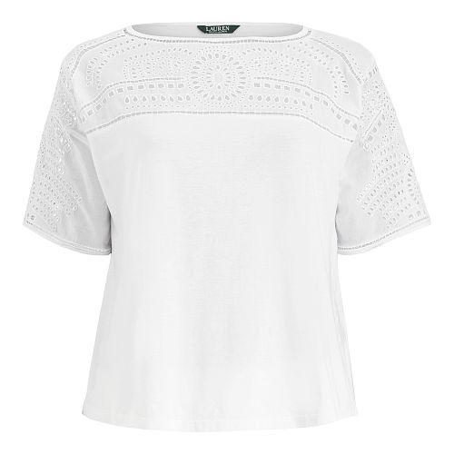 Ralph Lauren Lauren Woman Eyelet-embroidered Top White