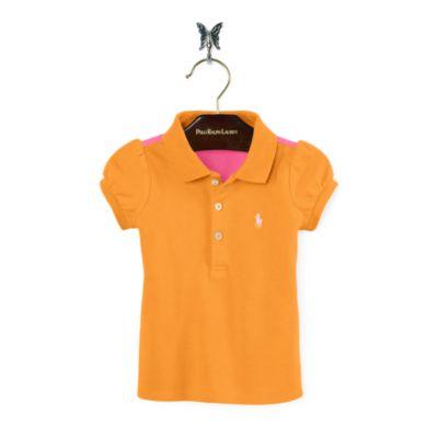 Ralph Lauren Color-block Stretch Polo Shirt Thai Orange 18m