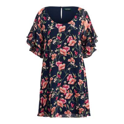 Ralph Lauren Floral-print Ruffled Dress Black