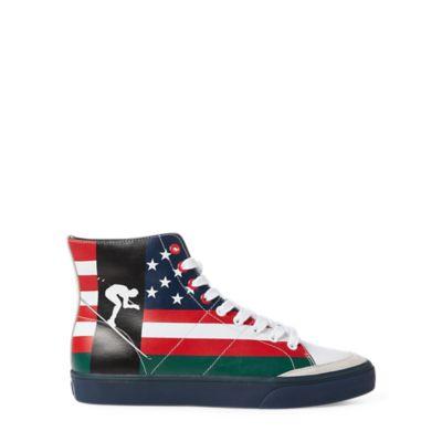 Ralph Lauren Solomon Flag-print Sneaker Red/white/navy Multi