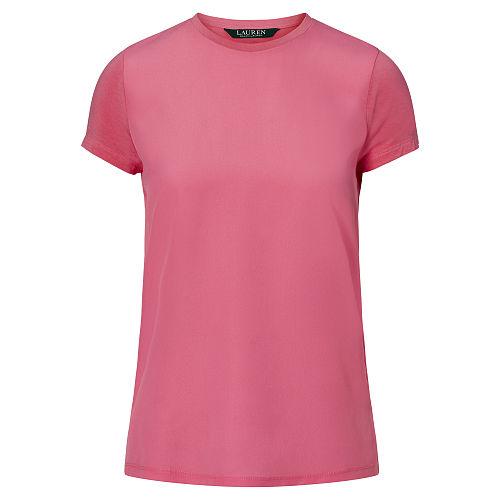 Ralph Lauren Lauren Crepe-front Jersey Tee Peace Rose