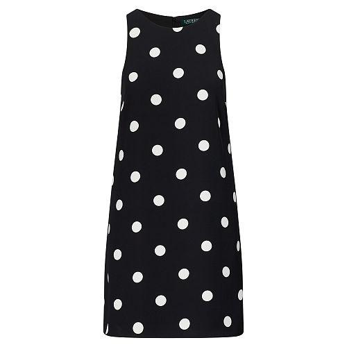 Ralph Lauren Lauren Crepe A-line Dress Black/colonial Cream
