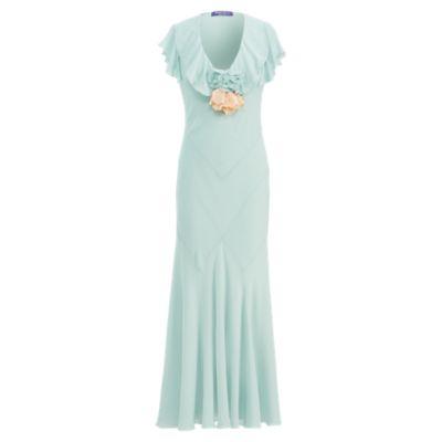 Ralph Lauren Juliette Silk Georgette Dress Dusty Blue
