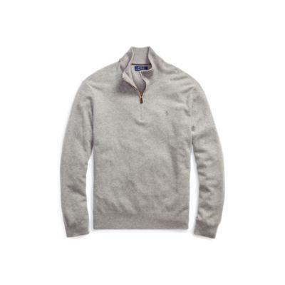 Ralph Lauren Merino Wool Half-zip Sweater Fawn Grey Heather 1x Big