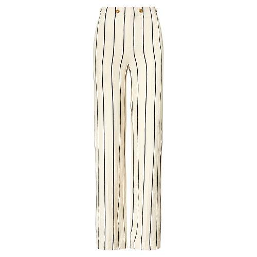 Polo Ralph Lauren Striped Linen Wide-leg Pant Cream/black