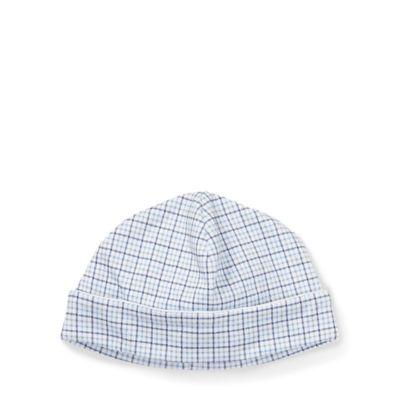 Ralph Lauren Plaid Cotton Interlock Hat White/blue