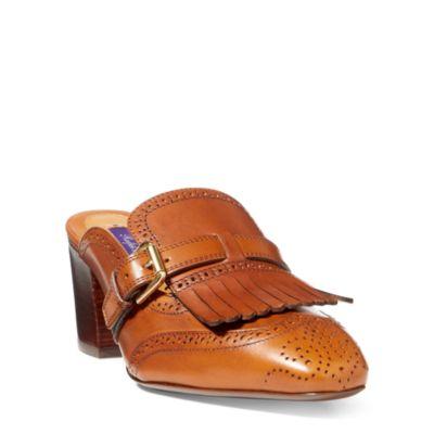 Ralph Lauren Avian Burnished Calfskin Mule Tan