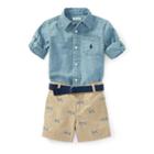 Ralph Lauren Shirt, Belt & Short Set Light Blue 3m