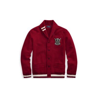 Ralph Lauren Cotton-blend-fleece Cardigan Classic Wine