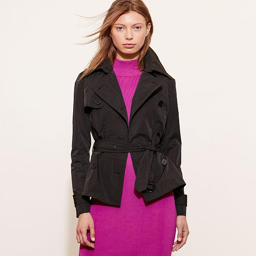Ralph Lauren Lauren Peplum Trench Coat Black