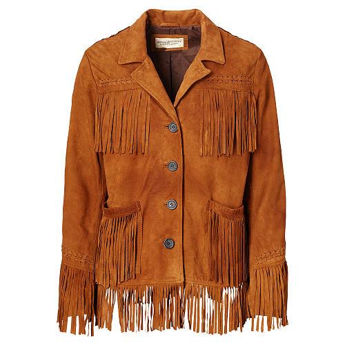 Ralph Lauren Denim & Supply Fringe Suede Jacket Amber