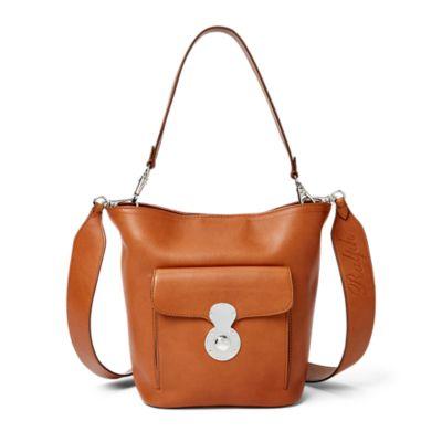 Ralph Lauren Calfskin Mini Rl Bucket Bag Rl Gold