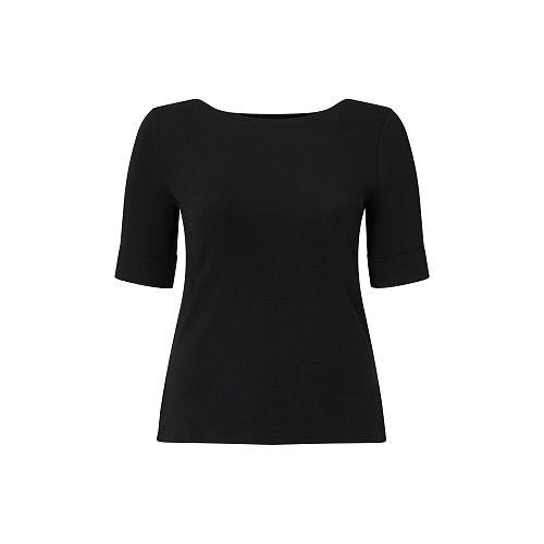 Ralph Lauren Lauren Woman Stretch Cotton Boatneck Tee Polo Black