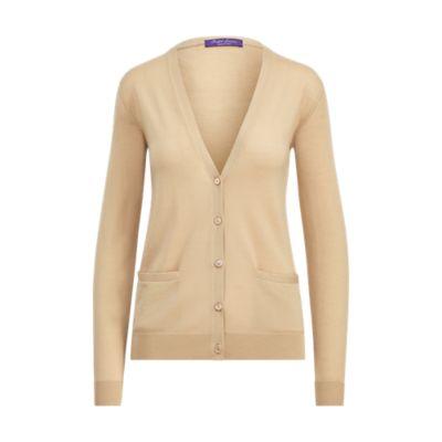 Ralph Lauren Cashmere V-neck Cardigan Lux Tan
