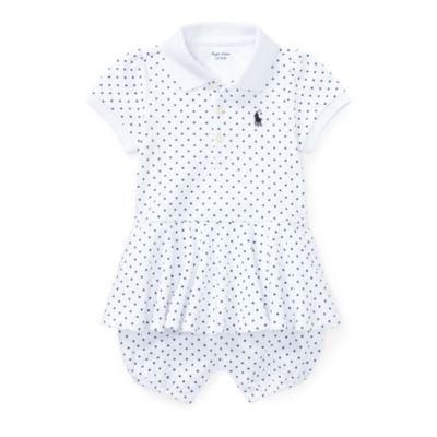 Ralph Lauren Polka-dot Peplum Polo Romper White/navy 9m