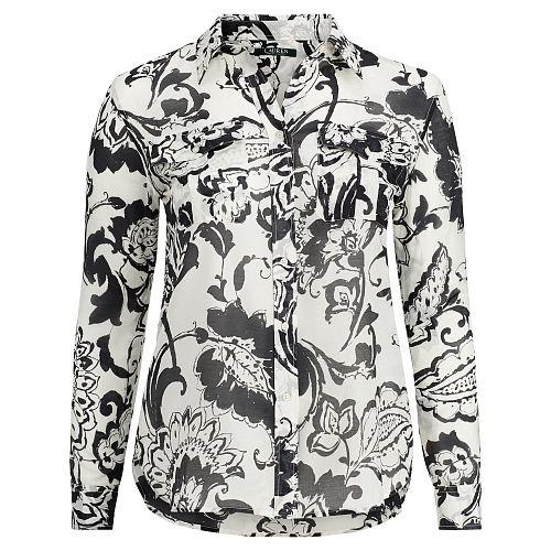 Ralph Lauren Lauren Woman Paisley Cotton-silk Shirt Pearl/black