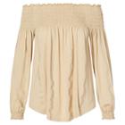 Ralph Lauren Lauren Smocked Off-the-shoulder Top Pale Wheat
