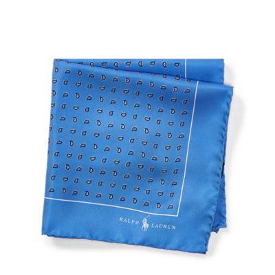 Ralph Lauren Pine-print Silk Pocket Square Royal